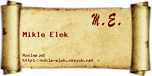 Mikle Elek névjegykártya